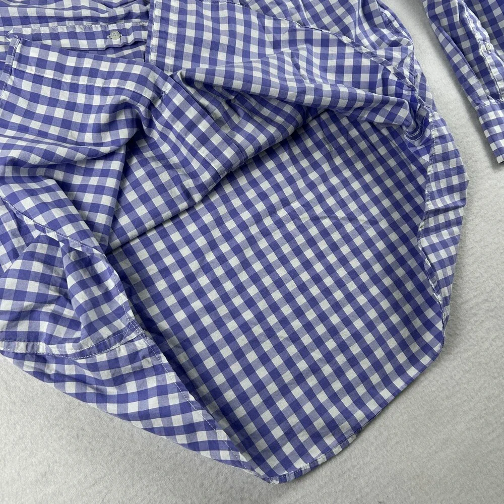 Banana Republic Shirt Mens Large Blue Check Long Sleeve Stretch Button Up Slim